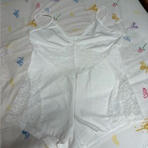 White Lace Trim Cami Romper